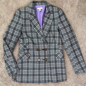 Topshop Blazer Womens 8 Plaid Double Breasted Academia Preppy Career Schoolgirl
